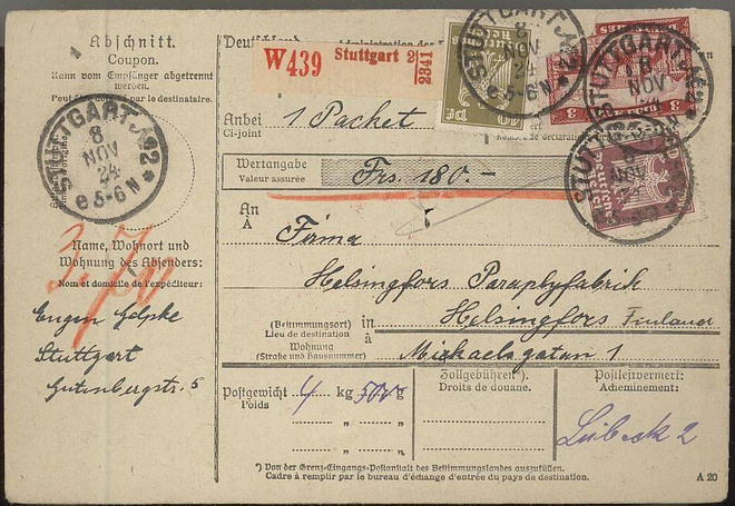 Saksa 1924 paketti Suomeen - vikaa