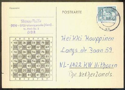 DDR Mi 2521 shakkikortti Hollantiin