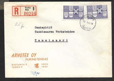Postil. - 6 uutta kaup. 1960 R (LAPE 2x515) Turku9 23.1.1960