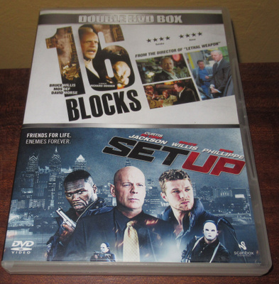 Tupla dvd boxi, 16 Blocks & Set up, hyvät, trilleri toiminta