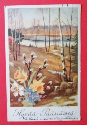 Vanha Pääsiäiskortti kulk. 1948