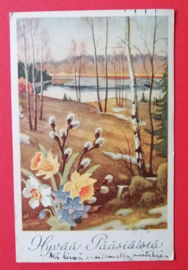 Vanha Pääsiäiskortti kulk. 1948