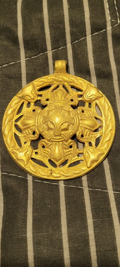 Kalevala koru vintage-riipus, isohko, pronssia