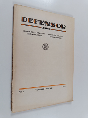 Defensor legis No 1/1923 : Suomen asianajajaliiton äänenk...