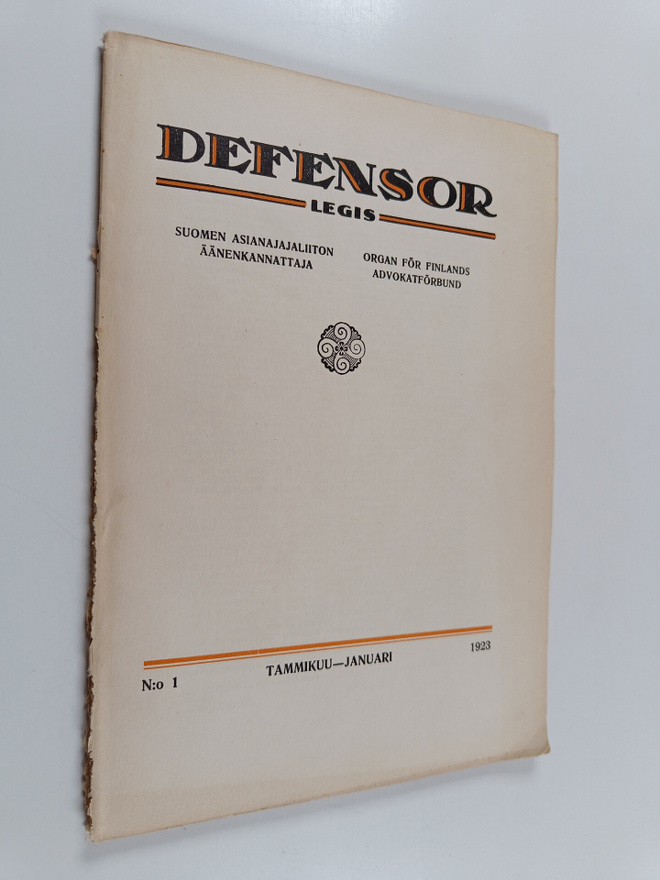 Defensor legis No 1/1923 : Suomen asianajajaliiton äänenk...