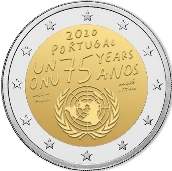 ** PORTUGALI 2€ 2020 YK 75 vuotta pillerissä **