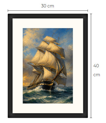 Uusi Purjelaiva art print kehystetty 30 cm x 40 cm