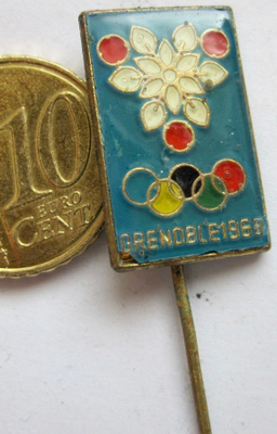 VANHA Merkki Olympia 1968 Grenoble Ranska Messinkiä