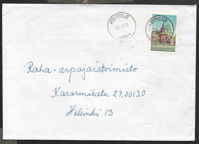 Postilähetys - Yl.m 0,80 (LAPE 641) Keitele 22.9.1972