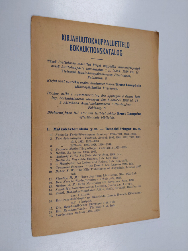 Kirjahuutokauppaluettelo : tässä luettelossa mainitut kir...
