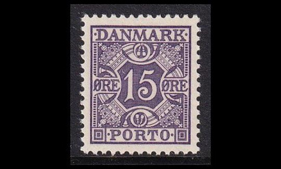 Tanska PORTO_35a ** 15 öre violetti (1937)