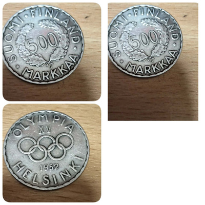OLYMPIA vuodelta 1952 , 500 mk raha , onko ylimääräinen risu