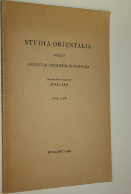 Studia orientalia XXV