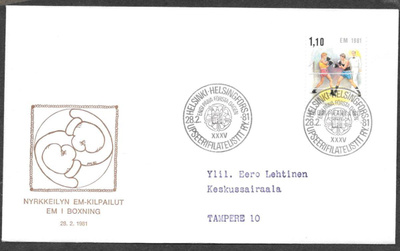 Nyrkkeily EM 1981 FDC (LAPE 876)
