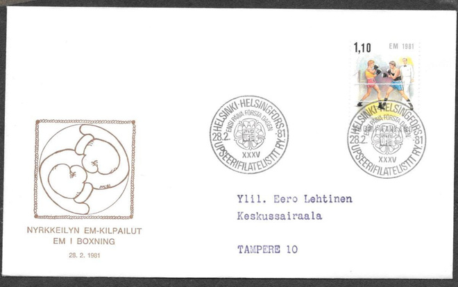 Nyrkkeily EM 1981 FDC (LAPE 876)
