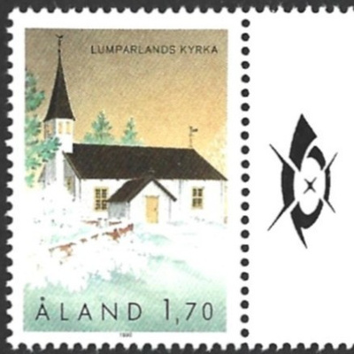 Ål 1990 LumparlandIn kir 1,70 mk välilöpari logo ** LaPe 042