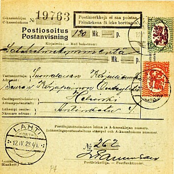 1928 postiosoitus Lahdesta Helsinkiin