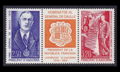 Andorra Fr 418-9ds ** Presidentti Charles de Gaulle (1990)