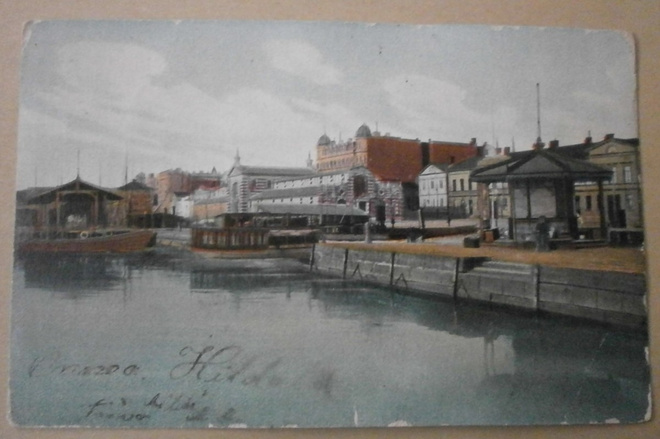 Helsinki, Eteläsatamasta, mm. Kauppahalli, väripk, p. 1909