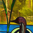 Lyijylasitaulu / ikkuna - kuikka - 66 cm x 66 cm - pikkukuva 3