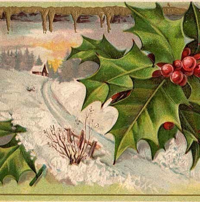 ANTIIKKIKORTTI / Luminen maisema ja mistelit. 1900-l. UPEA!!