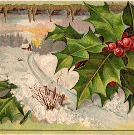 ANTIIKKIKORTTI / Luminen maisema ja mistelit. 1900-l. UPEA!!