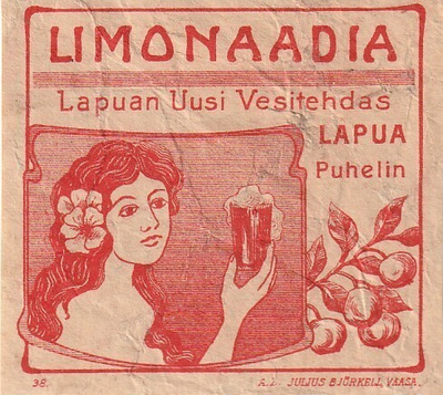 JUOMA ETIKETTI -  LAPUAN UUSI VESITEHDAS LIMON.  (K15-S79)