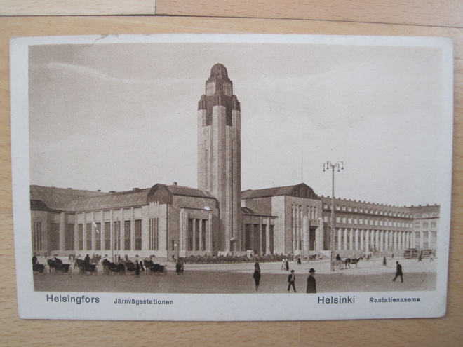 VANHA Postikortti Helsinki Rautatie Asema 1924