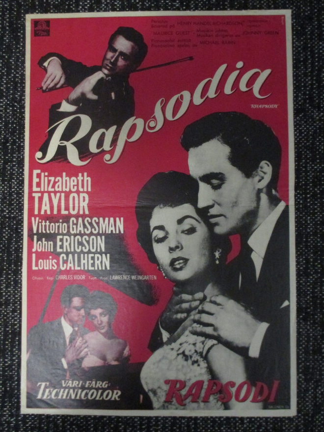 Rapsodia (1954) vanha elokuvajuliste - Elizabeth Taylor