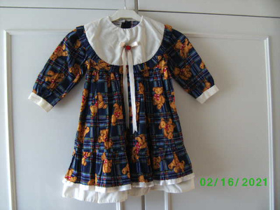 Kaunis nallekuvioinen vintage mekko koko n.98-100cm