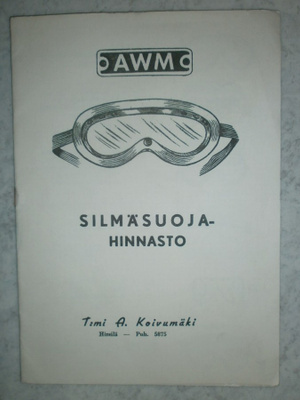 AWM Silmäsuojahinnasto (sis. kasvosuojat), 1950-luvulta