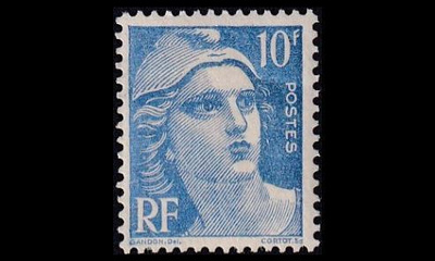 Ranska 696 ** Marianne 10 Fr sininen (1945)
