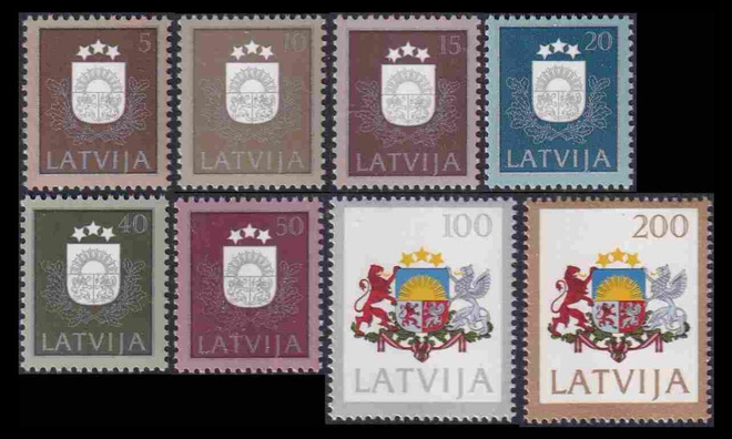Latvia 305-12 ** Käyttösarja vaakuna (1991)