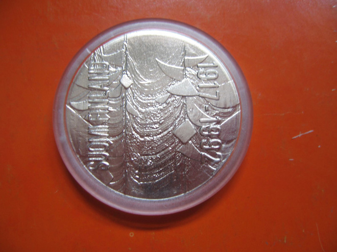 100 mk hopea juhlaraha Itsenäisyys 75 v. - 1992