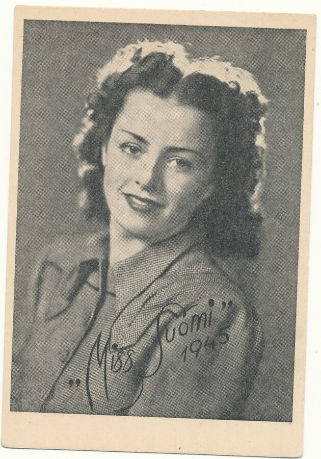 IRJA ALHO, MISS SUOMI 1945 - vanha kortti