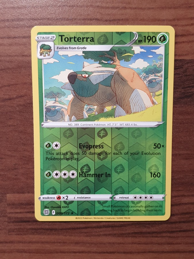 Pokemon Torterra 008/172 reverse Holo Rare