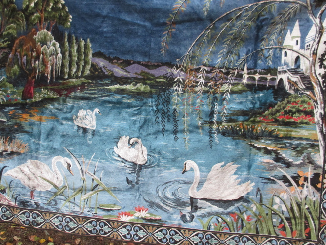 Gobeliini Joutsenet  195 cm x 128 cm,hapsut 6 cm