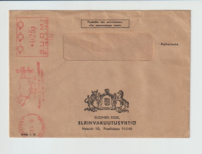 Postileima, HELSINKI, 13.4.1970, Punainen frankkeeraus