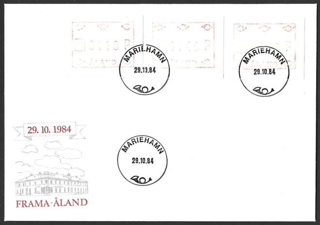 FDC Åland 1984  Yleismerkki FRAMA sarja LaPe ATM Å 1