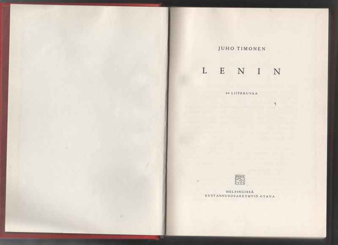 Timonen, Juho: Lenin, Otava 1933,sid., [Kielletyt kirjat ]