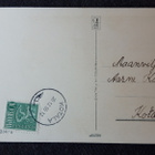 Vanha joulukortti, kuusenoksalla sieni ja käpyjä v. 1955 - pikkukuva 3