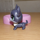 LITTLEST PET SHOP harmaa-lila kimalle KOIRA + peti - pikkukuva 2