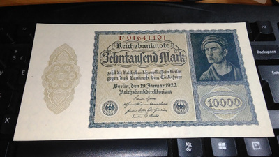 Germany Saksa 10000 Mark 1922 P70 UNC-