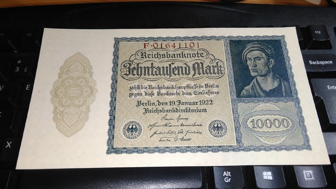 Germany Saksa 10000 Mark 1922 P70 UNC-
