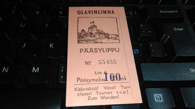 Olavinlinna Pääsylippu päällepainettu 100mk/800mk 26/11