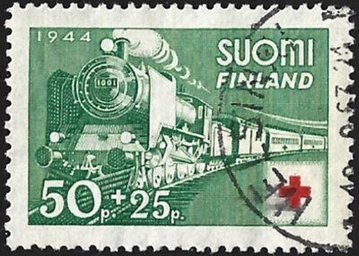 1944 Punainen Risti 50 + 25 p leimattu LaPe 278