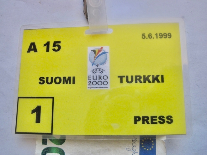 Lehdistöpassi Jalkapallo UEFA EM-2000 Suomi - Turkki 1999