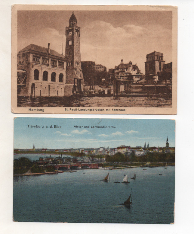 HAMBURG,  kaksi vanhaa kulkematonta korttia