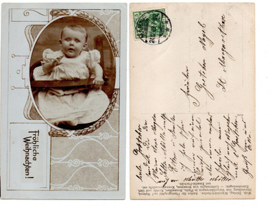 Vanha kortti, lapsi, vuodelta 1909