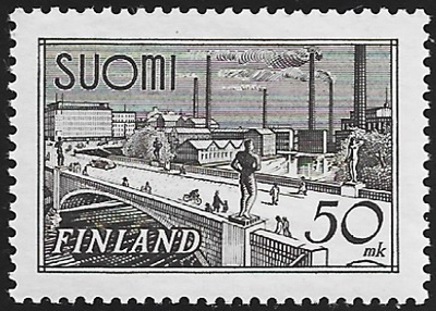 1942 M-30 Tampere 50 mk mustanharmaa ** Lape 259 f HSP Lm6